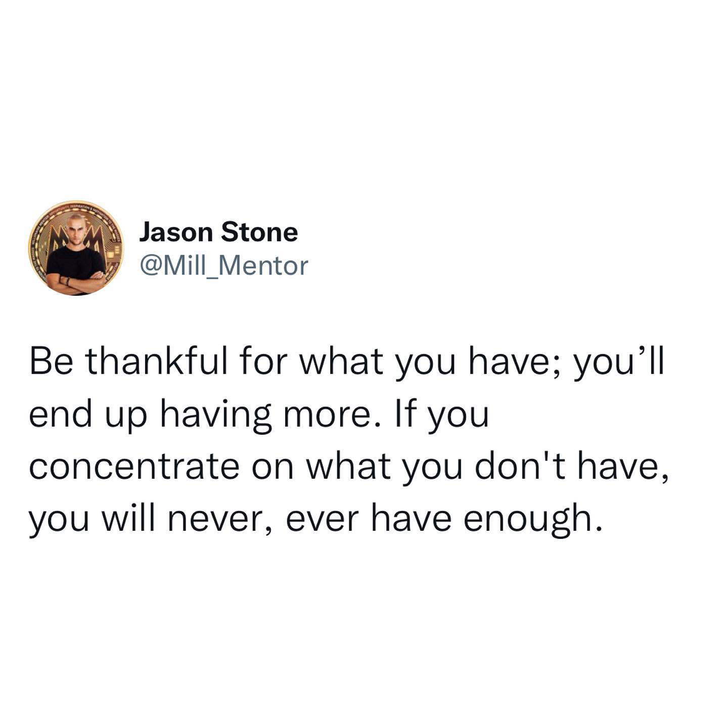 Millionaire Mentor - Be thankful for what you have